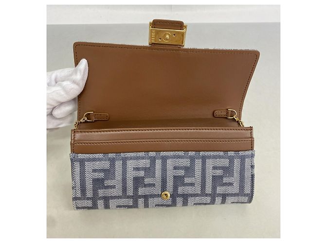 Portafoglio a catena/spalla Fendi Gray Zucca Canvas - vista 7