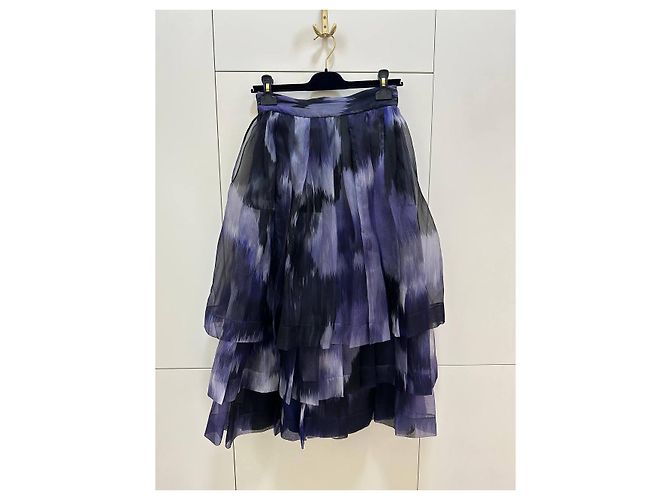 Autre Marque Falda a capas de gasa de seda Christian Dior 2005 Sz.38 de segunda mano - vista 3
