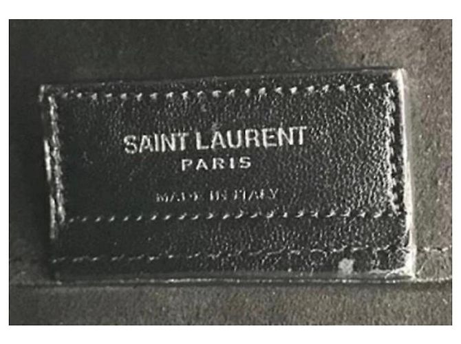 Autre Marque Saint Laurent Borsa Tote in Pelle Goffrata Coccodrillo Nera e Pochette - vista 10