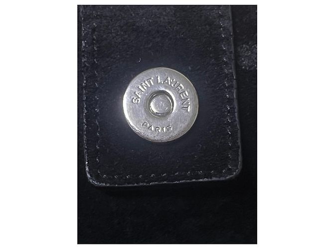 Autre Marque Saint Laurent Borsa Tote in Pelle Goffrata Coccodrillo Nera e Pochette - vista 5