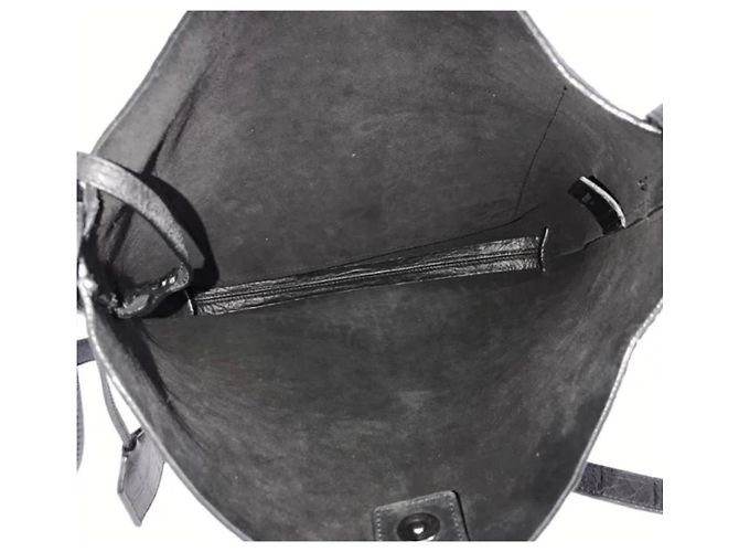 Autre Marque Saint Laurent Borsa Tote in Pelle Goffrata Coccodrillo Nera e Pochette - vista 6