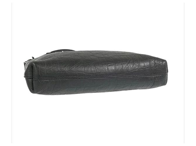 Autre Marque Saint Laurent Borsa Tote in Pelle Goffrata Coccodrillo Nera e Pochette - vista 8