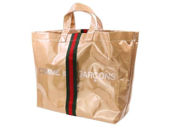 Borsa Tote GUCCI x COMME des GARÇONS in vinile beige - vista 10
