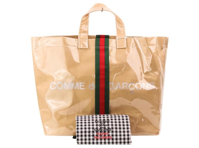 Borsa Tote GUCCI x COMME des GARÇONS in vinile beige - vista 14