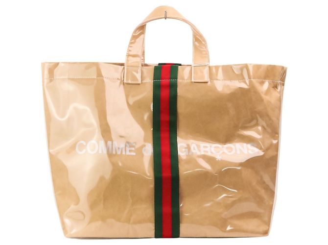 Borsa Tote GUCCI x COMME des GARÇONS in vinile beige - vista 2