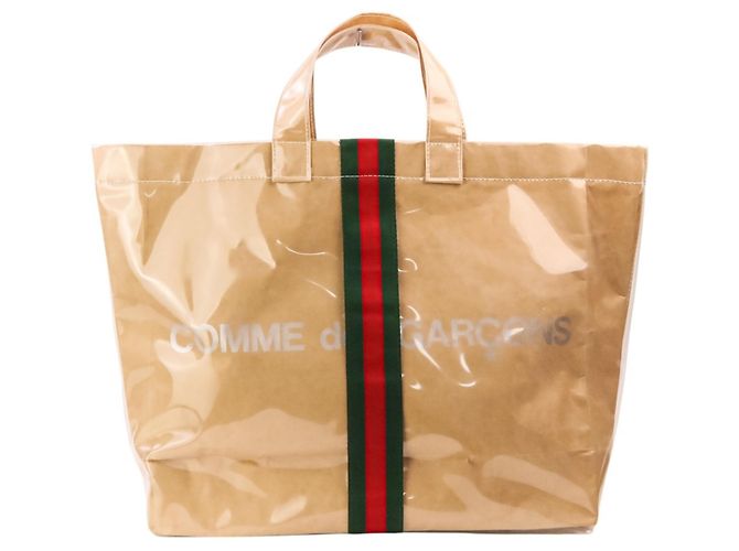 Borsa Tote GUCCI x COMME des GARÇONS in vinile beige - vista 3