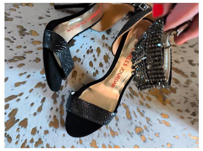 Charles Jourdan high heel sandals adorned with rhinestones - view 11