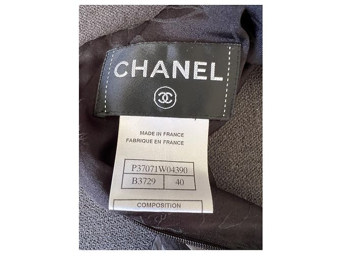Chanel Abito in Lana e Seta Grigio e Nero - vista 2