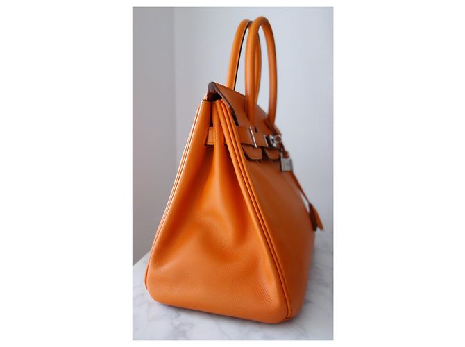 Borsa Hermès Birkin 30 Epsom Orange - vista 4