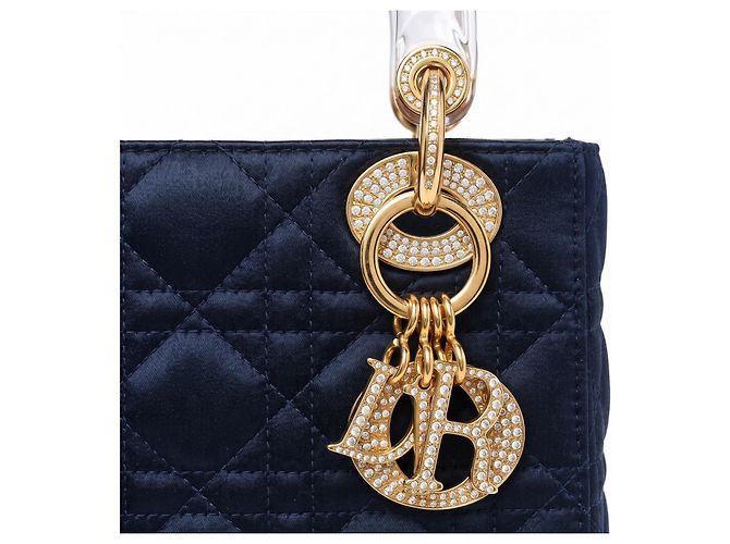 Dior Mini Lady Dior Borsa blu navy seta - vista 2