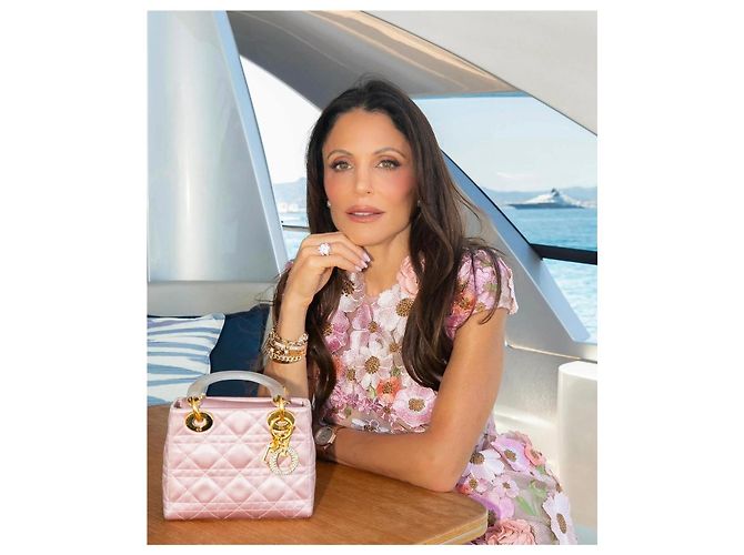 Dior Mini Lady Dior Borsa blu navy seta - vista 6