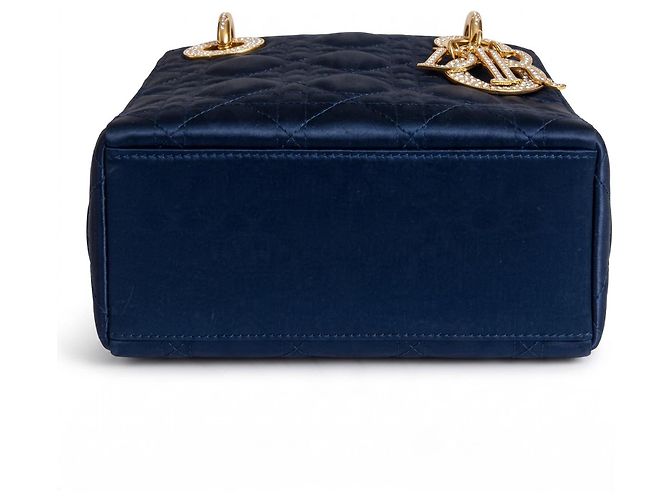 Dior Mini Lady Dior Borsa blu navy seta - vista 9