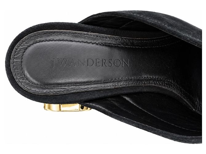 JW Anderson Scarpe J.W. Anderson in pelle bianca e camoscio nero con cinturini - vista 4
