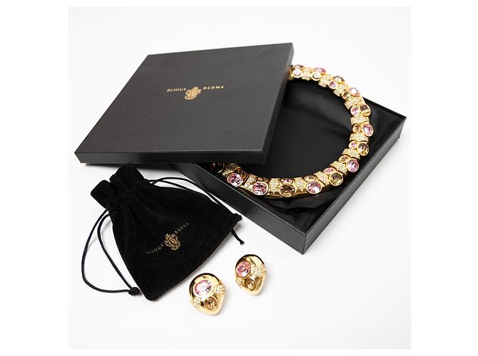 Autre Marque BIJOUX-BURMA Set Collana e Orecchini Cristalli Oro Rosa Marrone - vista 2