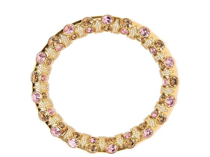 Autre Marque BIJOUX-BURMA Set Collana e Orecchini Cristalli Oro Rosa Marrone - vista 3