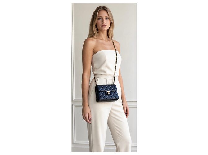 Borsa Chanel Mini Square Timeless Classic Flap Nera - vista 4