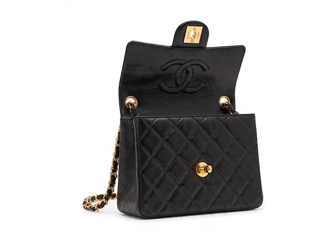 Borsa Chanel Mini Square Timeless Classic Flap Nera - vista 5