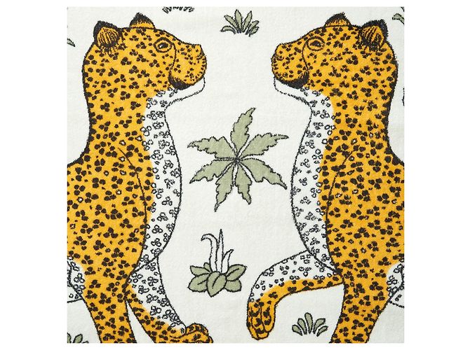 Hermès Drap de bain Les Léopards en coton blanc et bleu 2015 - vue 2