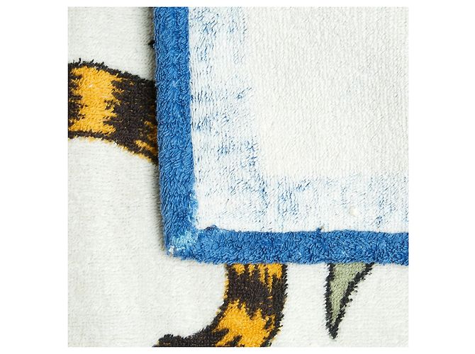 Hermès Drap de bain Les Léopards en coton blanc et bleu 2015 - vue 6