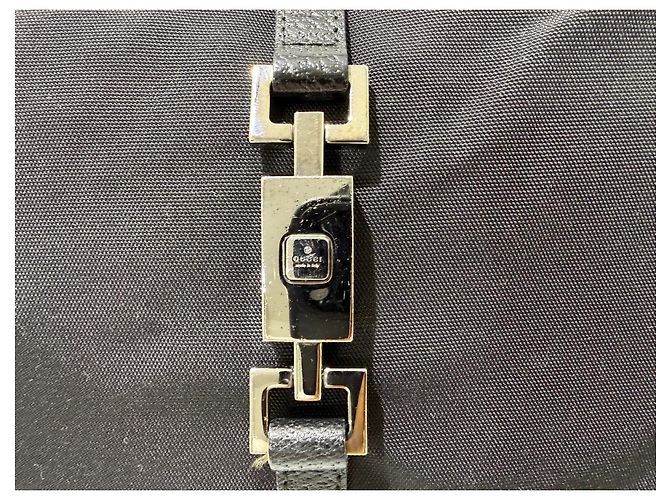 Borsa a tracolla Gucci Jackie in nylon e pelle nera - vista 3