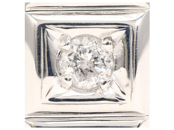 Autre Marque Ehering aus 14K Weißgold mit Diamant - Ansicht 2