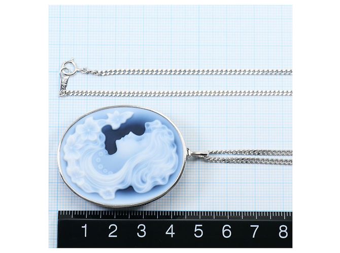 Autre Marque PT900 Platinhalskette mit Achat-Karten-Design - Ansicht 5
