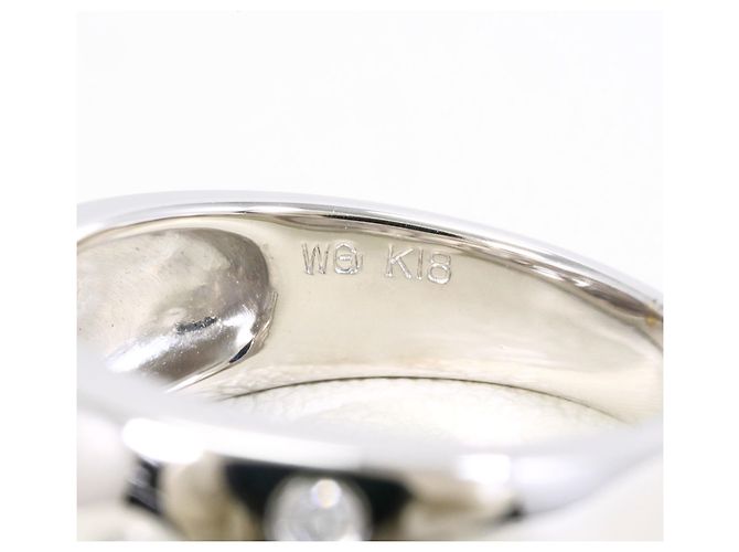 Autre Marque Ehering aus 18K Weißgold mit Diamant - Ansicht 5