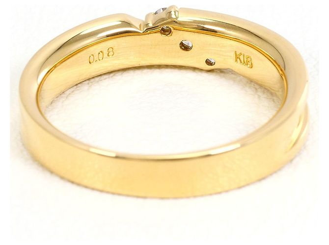 Autre Marque Goldbandring 18K Gelbgold mit Diamant - Ansicht 4