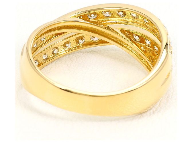 Autre Marque 18K Gelbgold-Bandring mit Diamant - Ansicht 4