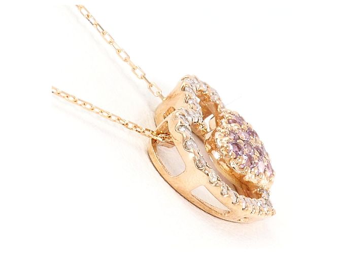 Autre Marque Collana in oro rosa 10K con zaffiro e diamante - vista 2