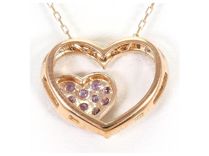 Autre Marque Collana in oro rosa 10K con zaffiro e diamante - vista 3