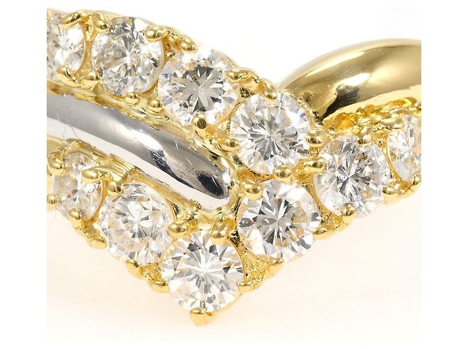 Autre Marque Anello fede in oro giallo 18K e platino con diamanti - vista 2