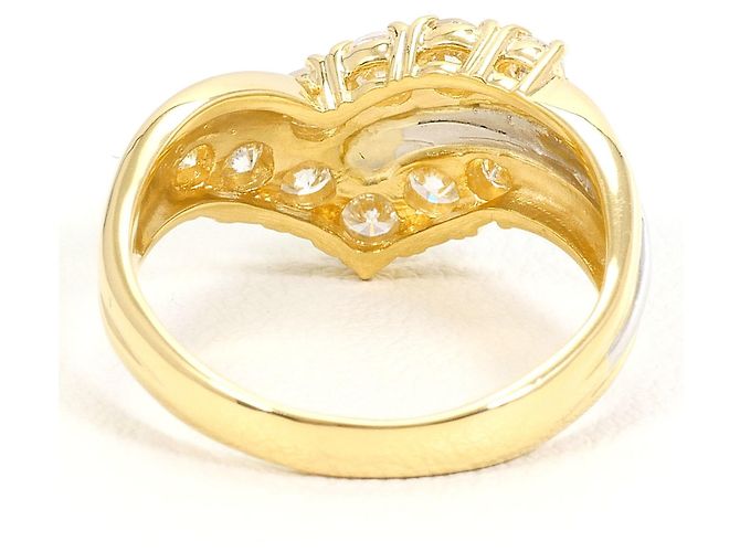 Autre Marque Anello fede in oro giallo 18K e platino con diamanti - vista 4