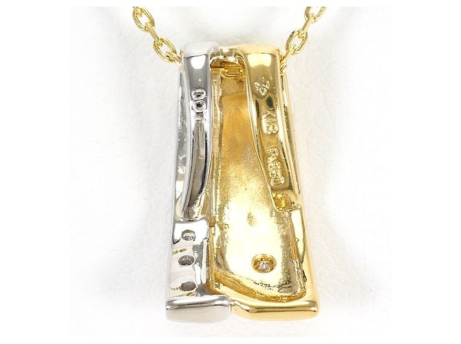 Autre Marque Collana in oro giallo 18K e platino con diamante - vista 3