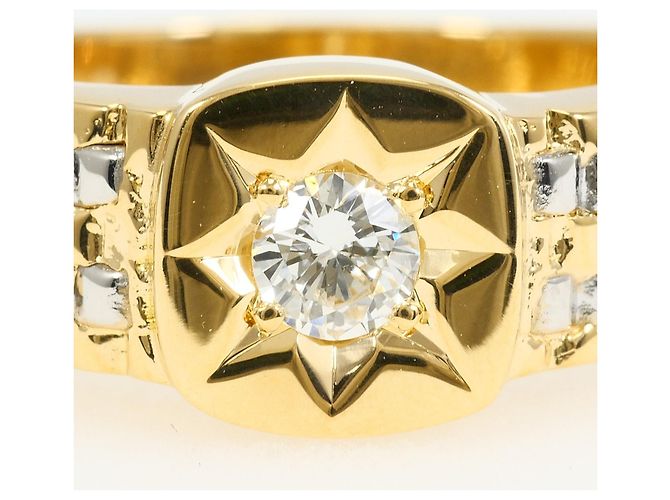 Autre Marque Anello fede elegante in oro giallo 18K e platino - vista 2