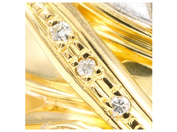 Autre Marque Ehering aus 18K Gelbgold und Platin mit Diamant - Ansicht 2