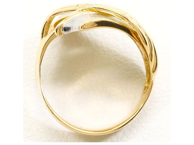 Autre Marque Ehering aus 18K Gelbgold und Platin mit Diamant - Ansicht 3