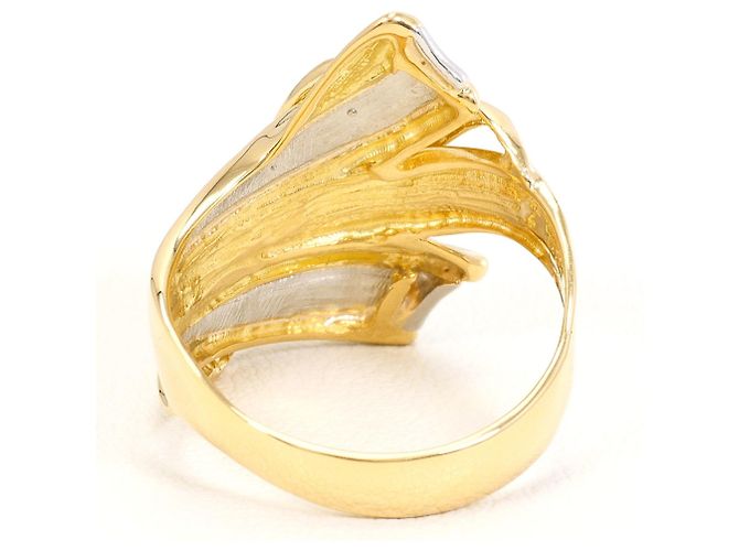 Autre Marque Ehering aus 18K Gelbgold und Platin mit Diamant - Ansicht 4