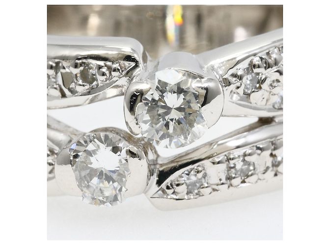 Autre Marque Platin-Ring mit Diamant - Ansicht 2