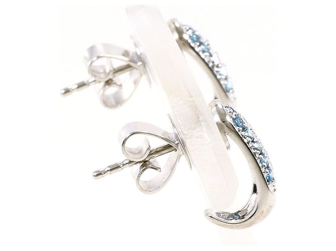 Autre Marque Orecchini a lobo in oro bianco 18K con diamante blu - vista 2