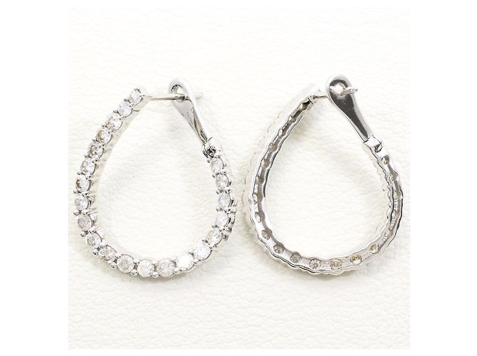 Autre Marque Eleganti orecchini a cerchio in oro bianco 18K con diamanti - vista 3