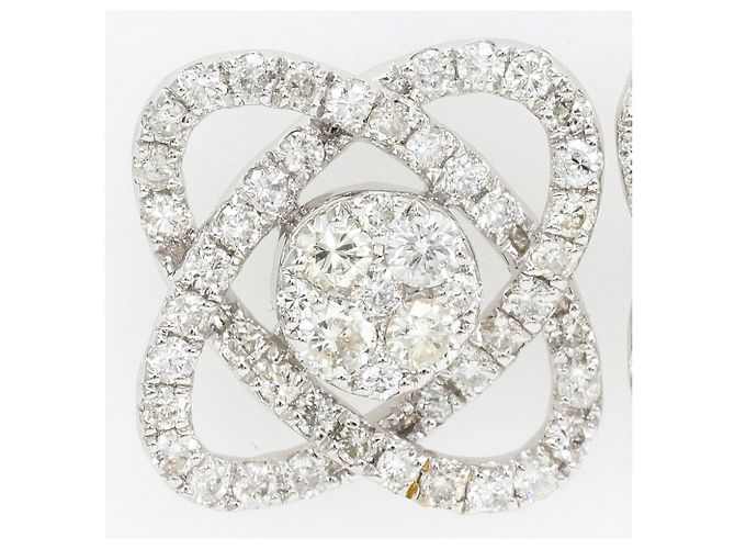 Autre Marque Eleganti orecchini a lobo in oro bianco 18K con diamanti - vista 2