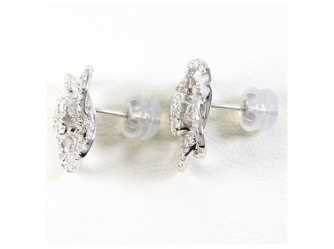 Autre Marque Eleganti orecchini a lobo in oro bianco 18K con diamanti - vista 3