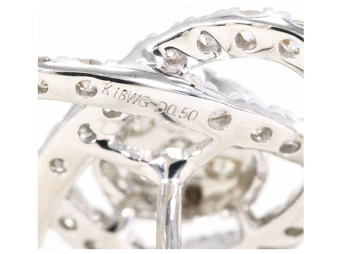 Autre Marque Eleganti orecchini a lobo in oro bianco 18K con diamanti - vista 4