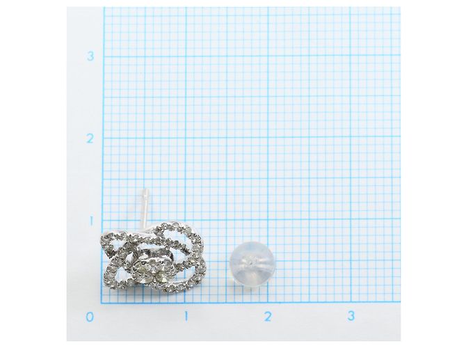 Autre Marque Eleganti orecchini a lobo in oro bianco 18K con diamanti - vista 5