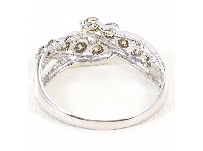 Autre Marque Bandring aus 18K Weißgold mit braunem Diamanten - Ansicht 3