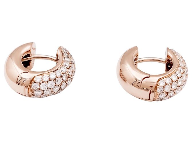 Autre Marque Orecchini a cerchio Wempe in oro rosa e diamanti. - vista 2