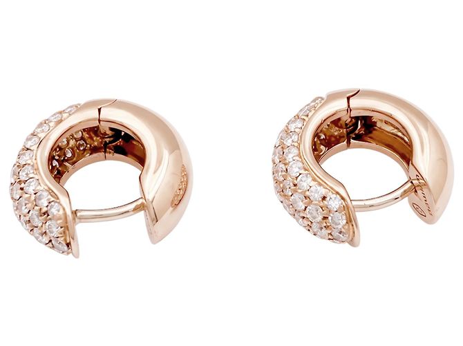 Autre Marque Orecchini a cerchio Wempe in oro rosa e diamanti. - vista 3