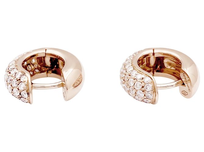Autre Marque Orecchini a cerchio Wempe in oro rosa e diamanti. - vista 4