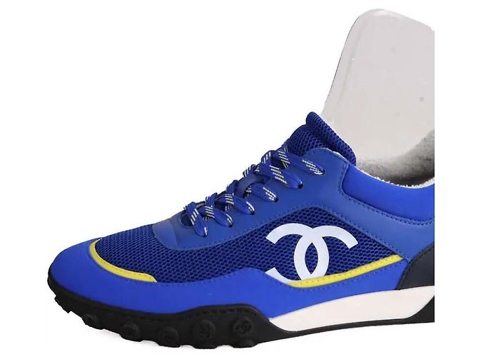 Sneakers Chanel blu in tessuto - vista 4